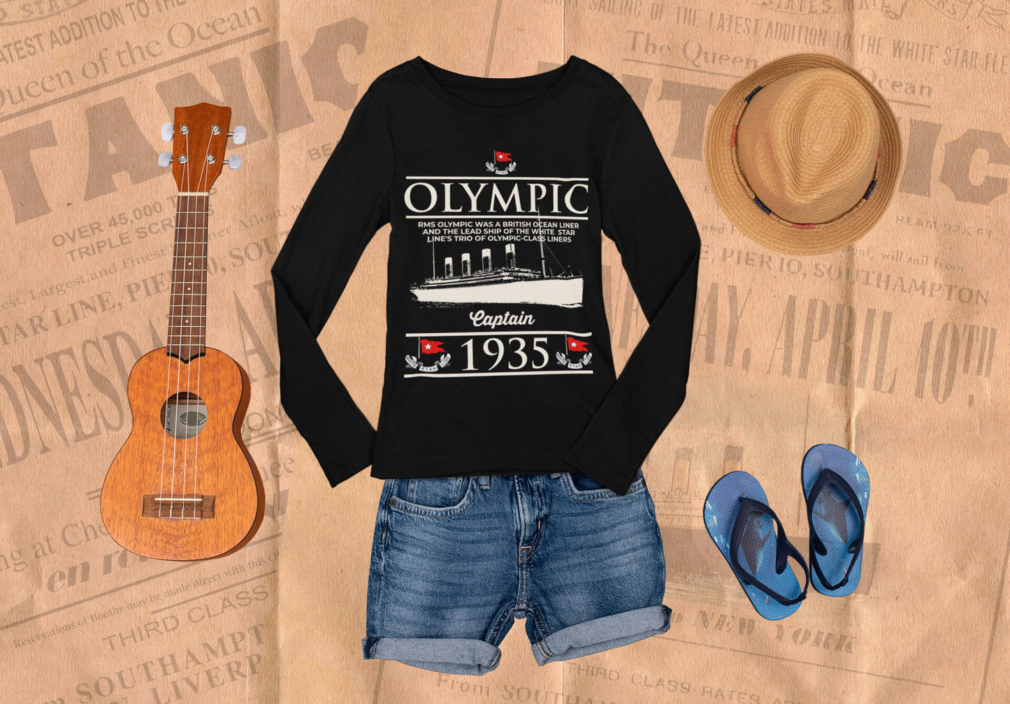 Olympic gift for history lover, Titanic's twin long sleeve shirts, shirt for boy and girl history buff, White Star Line tshirt (youth sizes)