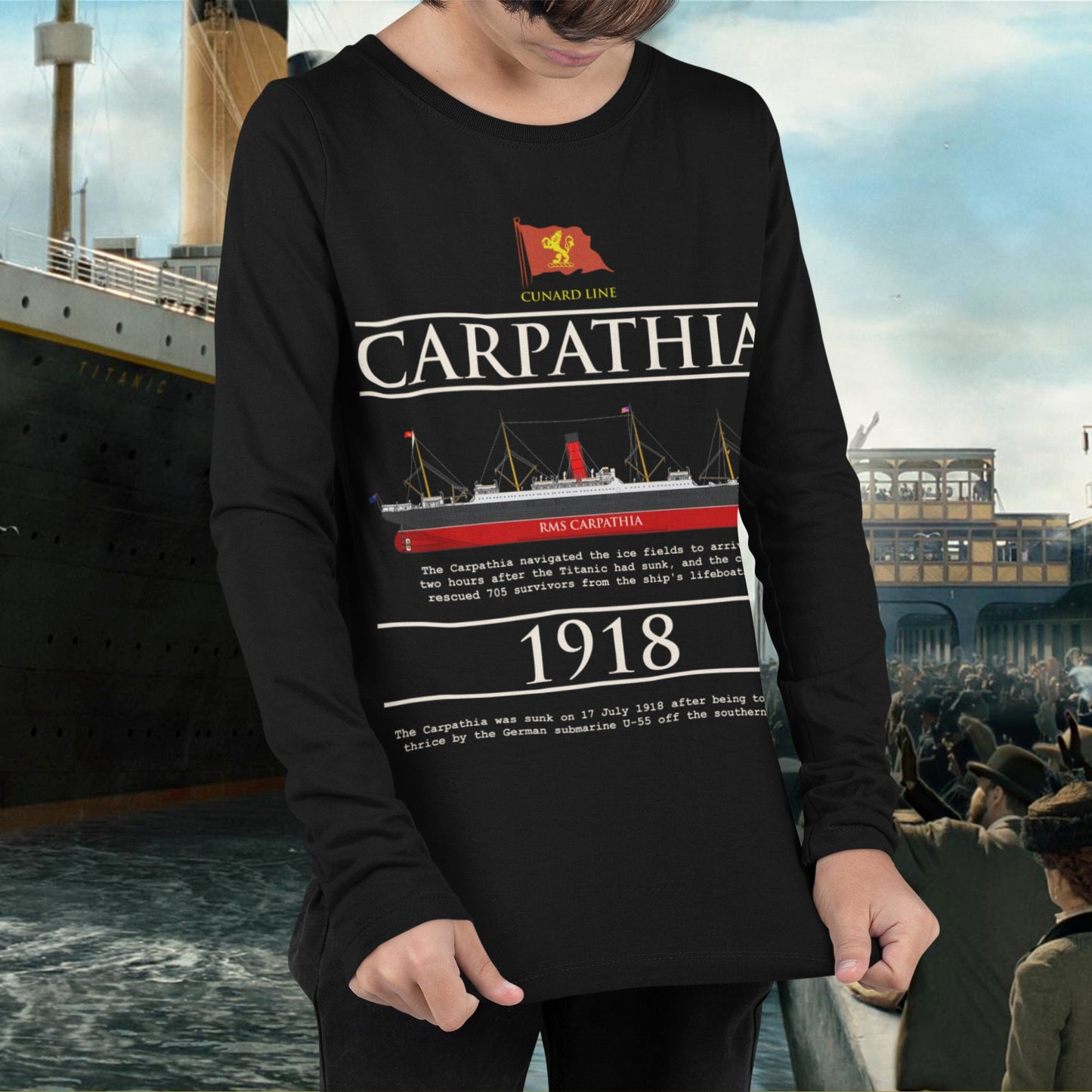 Carpathia shirt, Titanic custom t shirt - long sleeve tshirt for boys and girls, custom kids Titanic clothes ocean theme party tee