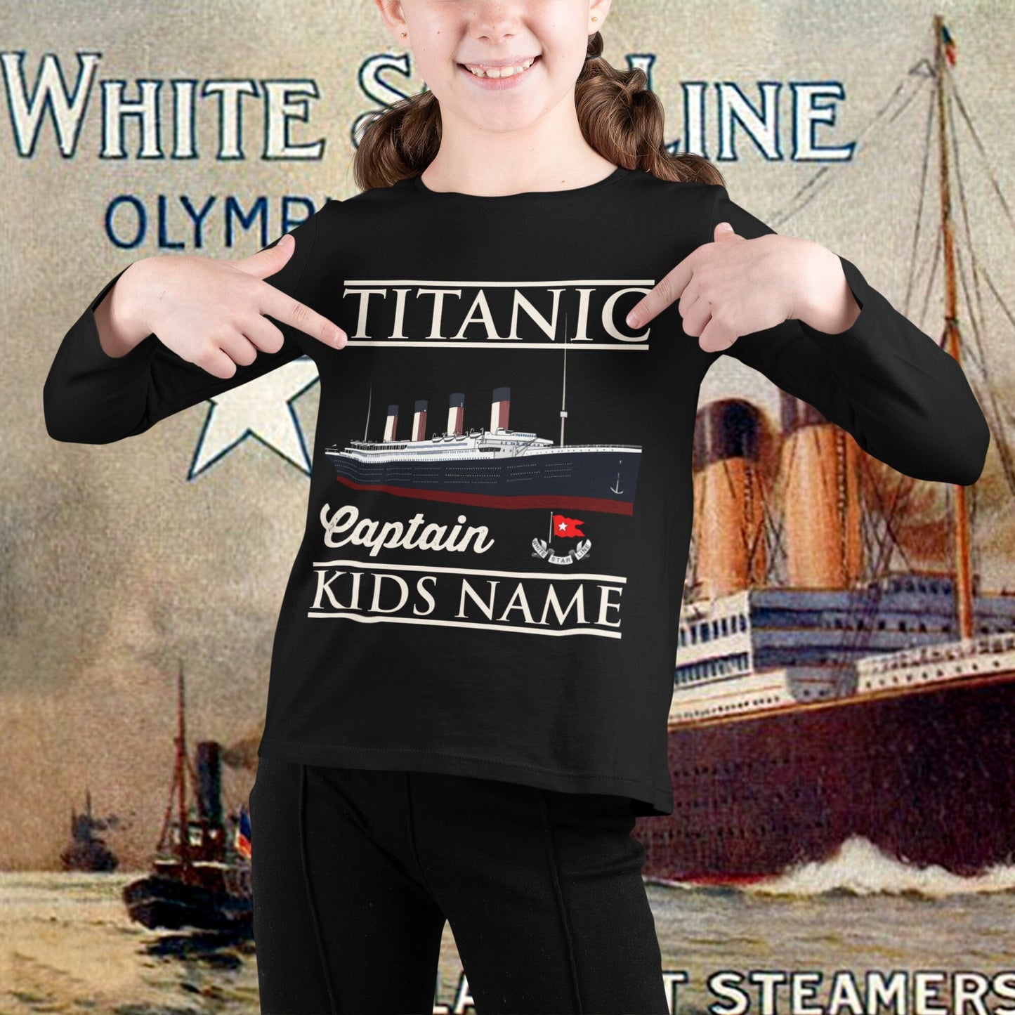 Captain Titanic custom name shirt, handmade t shirt - personalizer reusable Titanic gift for boy 6 8 years long sleeve shirts youth Sizes