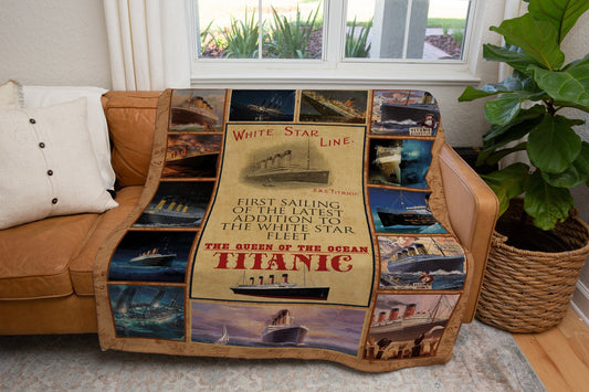 Titanic blanket reusable fleece blanket - personalized boy blanket, vintage camping blanket gift for boy 6-8 years old