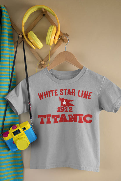 Red flag white star design t shirt, Titanic white star line rare vintage shirt, gift for boy history buff