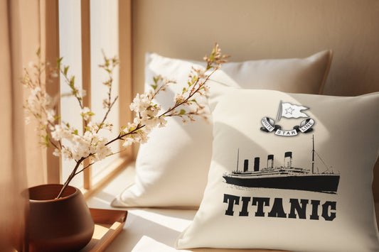 Titanic pillow, kids name plush pillow, white star line Titanic throw pillow covers,  gift for student