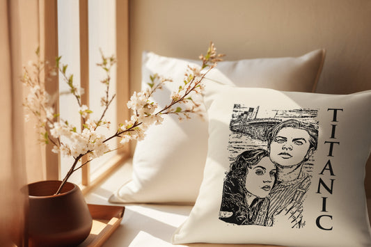 Titanic pillow with Jack and Rose design, movie style throw pillow covers. Spun Polyester Square Pillow, gift for boy