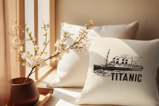 Titanic pillow, vintage pillow case, solid color pillow for boy 6 7 8. Titanic lover gift,  Titanic fan gift, reusable plush pillow