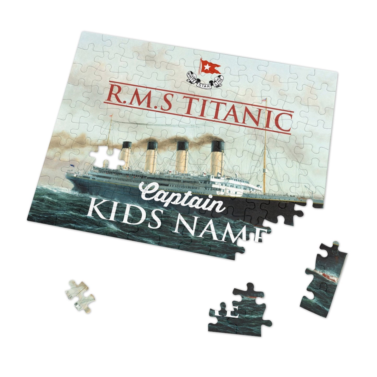 Titanic custom jigsaw puzzle, personalized name puzzle - name puzzle baby, gift for history lover (30, 110, 252, 500, 1000-piece)