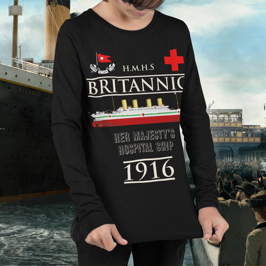 HMHS Britannic ship shirt, custom name tshirt, Titanic twin sister ship long sleeve t shirt, personalization birthday gift for history lover