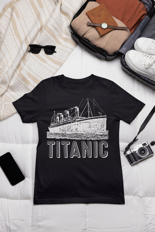 Titanic birthday party shirt, Black t-shirt with Titanic art, adventure time tee, gift for boys, gift for man