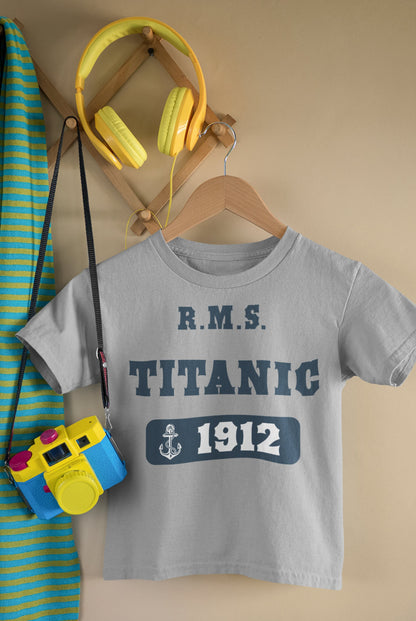 RMS Titanic t-shirt, blue print with anchor - birthday boy shirt, personalized gift. Gift for son & nephew, eco friendly shirt