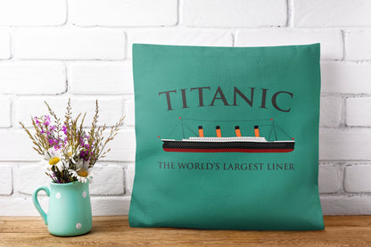 Titanic pillow, decorative pilllow, teen boy gift, throw pillow. Titanic the world's largest liner - gift for boy history buff