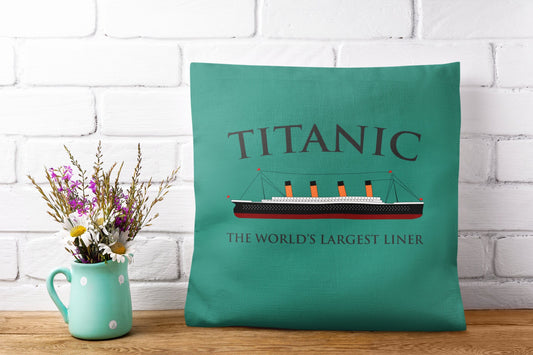 Titanic pillow, decorative pilllow, teen boy gift, throw pillow. Titanic the world's largest liner - gift for boy history buff